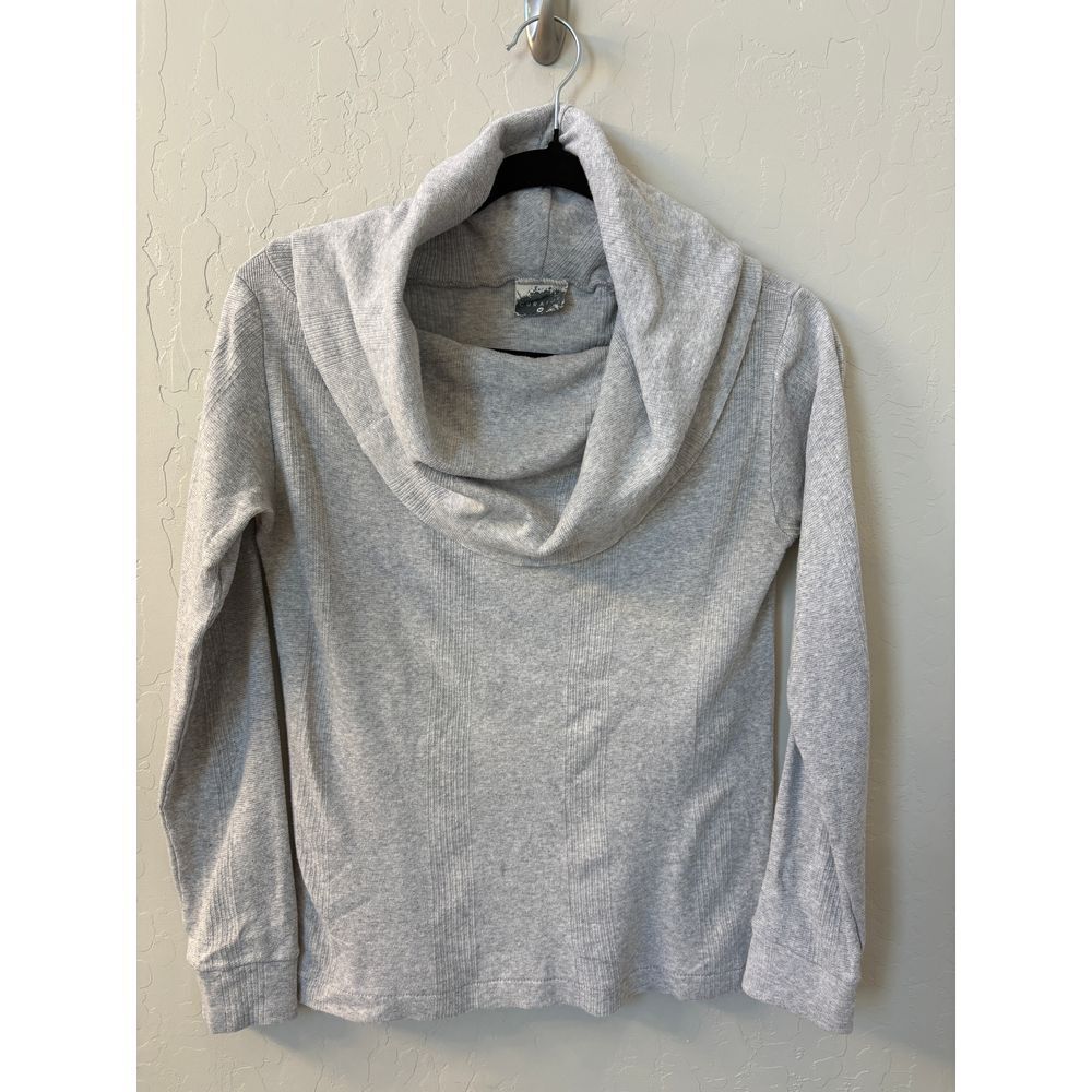 Curator Cowl Neck‎ Sweater Cotton Ribbed Long Sleeve Casual Pullover Gray Size M